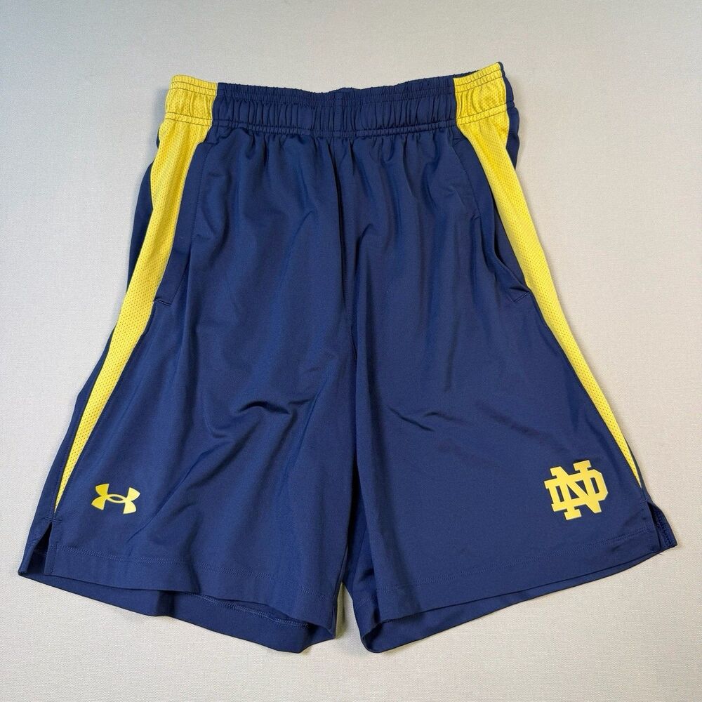 Notre Dame Fighting Irish Under Armour Workout Shorts Stretch Mens Medium Blue